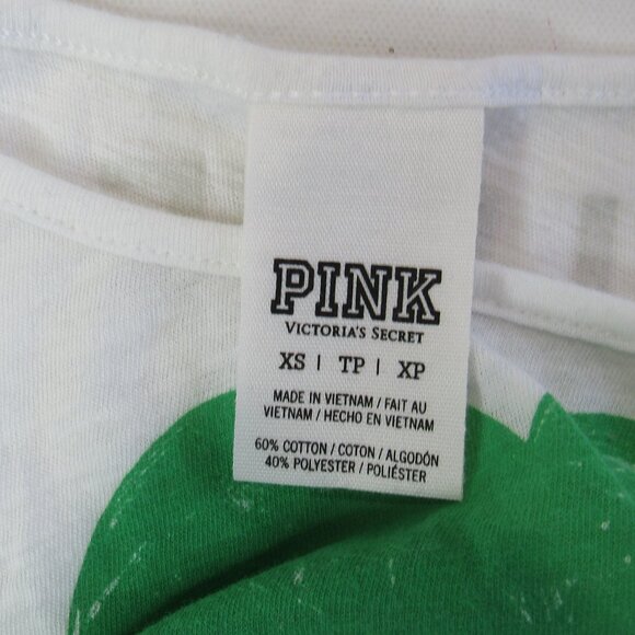 Pink Victoria's Secret GIMME THE GOLD Shamrock Cropped Tie Shirt Size XS - Picture 6 of 8